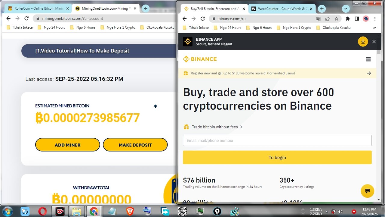 How To Make Money For Free By Mining Bitcoin At MiningOneBitcoin And Withdraw At Binance Wallet