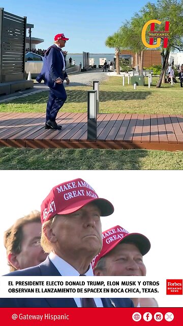 President-elect Donald Trump, Elon Musk, and Ted Cruz watch the SpaceX launch in Boca Chica, Texas.