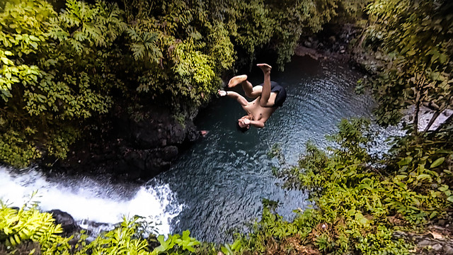 Insane waterfall cliff diving in Bali