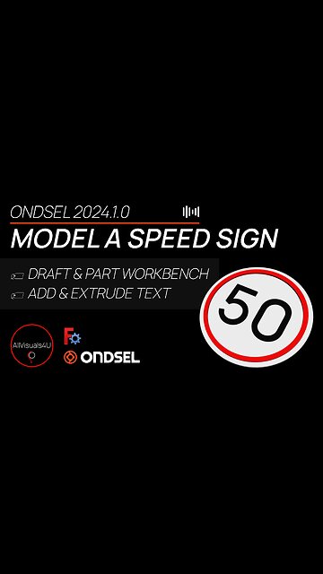 🚘 Design A Speed Sign In Ondsel - Draft Workbench - FreeCAD Text ShapeString | #Shorts