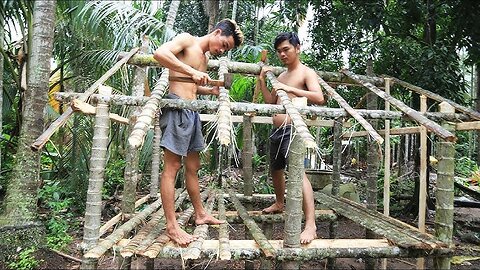 Building a House in the Forest- How to Do It Using Primitive Technology-WITHOUT POWER