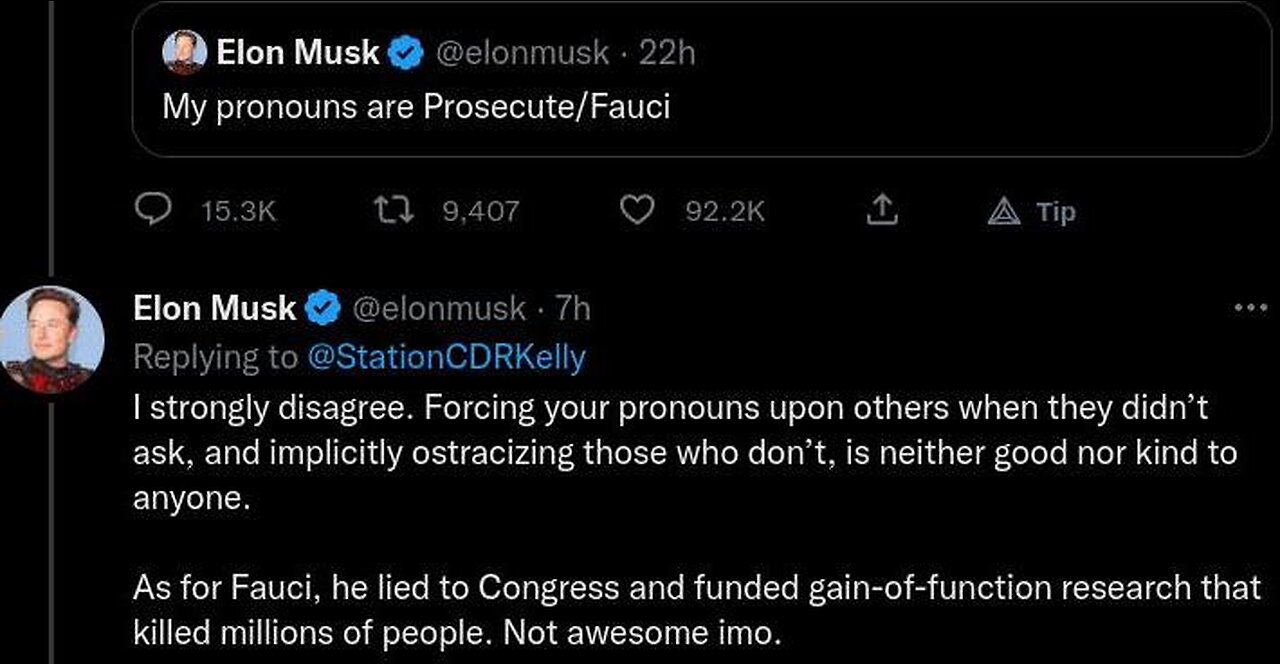 Supporter video | Elon says Facui funded gain of function