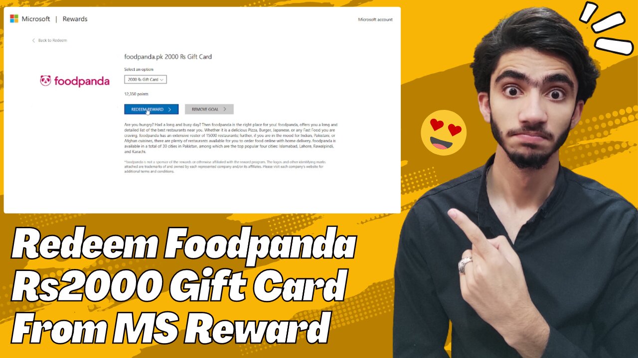 Redeem Foodpanda Rs2000 Gift Card from Microsoft Reward