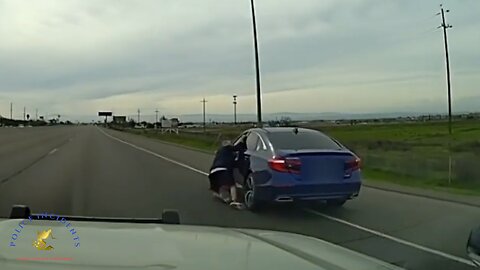 Dashcam and Bodycam footage of a Domestic Violence and Carjacking Suspect getting shot by a Cop