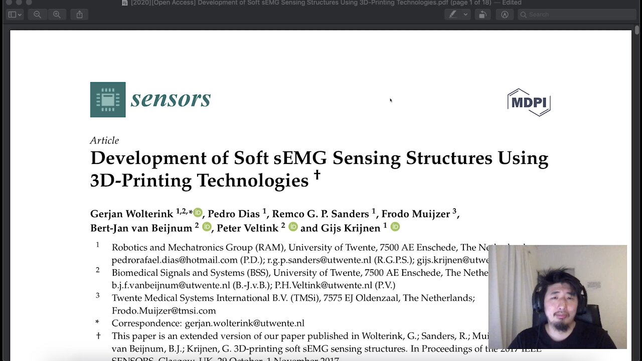 Read Through Research E001: Development of Soft sEMG Sensing Structures Using 3D-Printing...