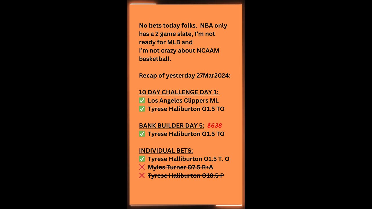 No bets today!