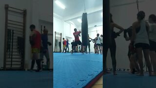 Kick, Punch, Elbow And Knee The Bag (1)