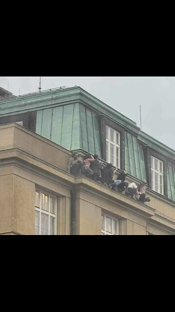 Students jumped off roof to take cover.#Shooting #Prague #Czech #Charles University #David Kozak