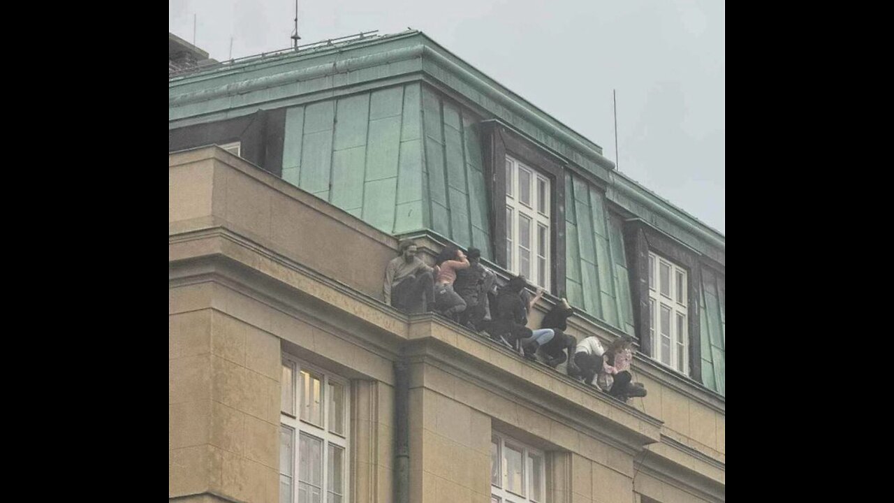 Students jumped off roof to take cover.#Shooting #Prague #Czech #Charles University #David Kozak