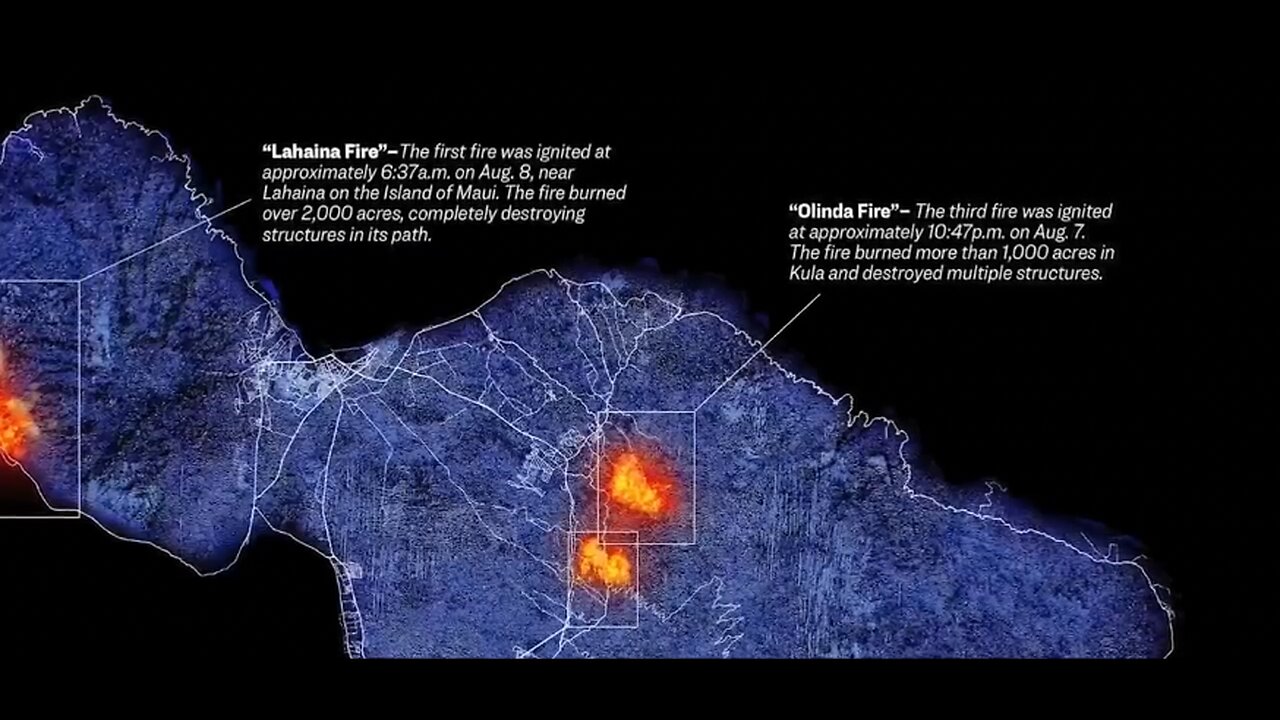 Maui Fires | Olinda Fire Was Ignited At Approximately 10:47 PM On Aug 7th 2023. At This Exact Time CCP Satellite Labeled NORAD 53299 Was Directly Over the Location. Lahaina Fire Was Ignited At 6:37 AM On Aug. 8th. CCP Satellite NORAD 55836..."