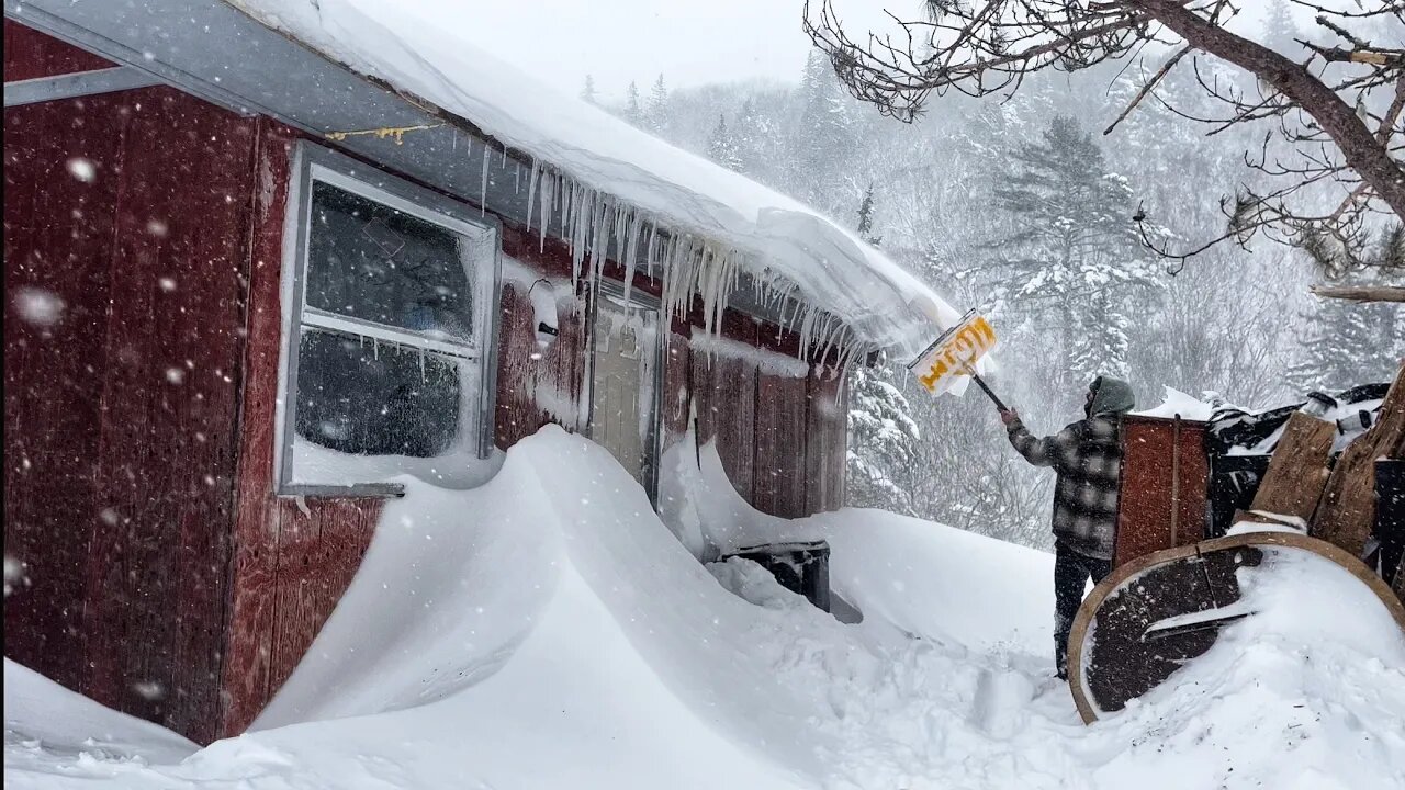 WINTERING at a REMOTE OFF GRID CABIN in the Canadian Wilderness Alone | Biggest Snowfall in 20 years