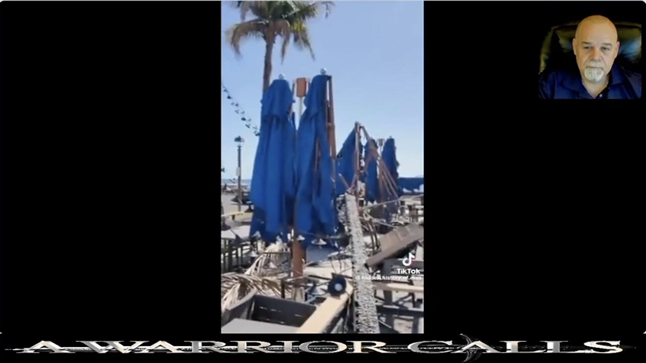 Just beside melted steel the blue umbrellas are intact… Directed energy weapons (DEW)