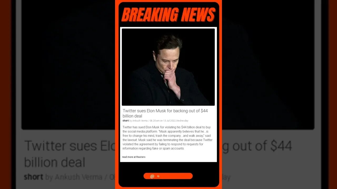 Breaking News: Twitter sues Elon Musk for backing out of $44 billion deal #shorts #news