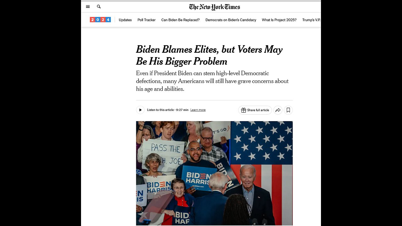 Biden Chosen by Elites to Beat Bernie in 2020 - Deselected Biden 2024 ?