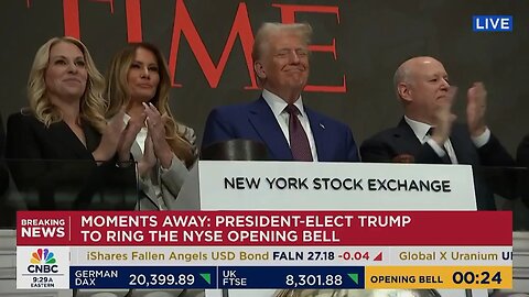 "USA" chants erupted as President-elect Donald Trump rang the opening bell at the NYSE