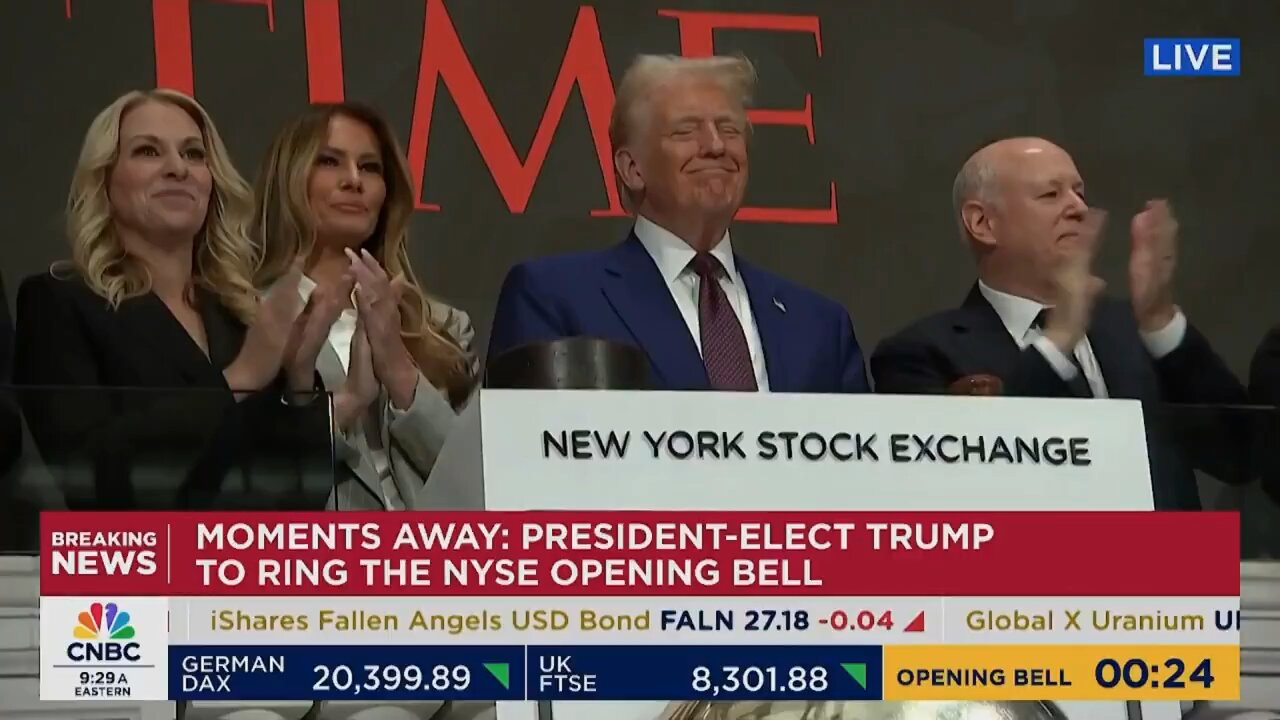 "USA" chants erupted as President-elect Donald Trump rang the opening bell at the NYSE