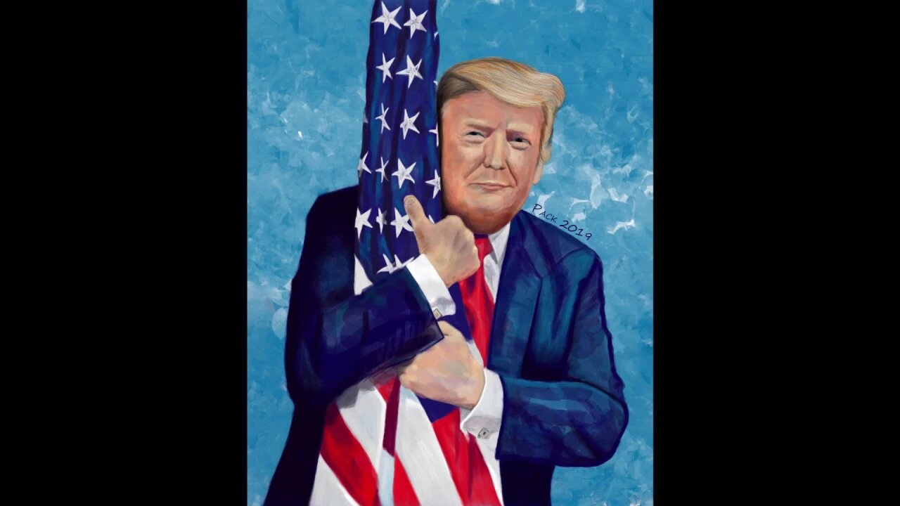 Donald Trump with American Flag Portrait Painting Timelapse