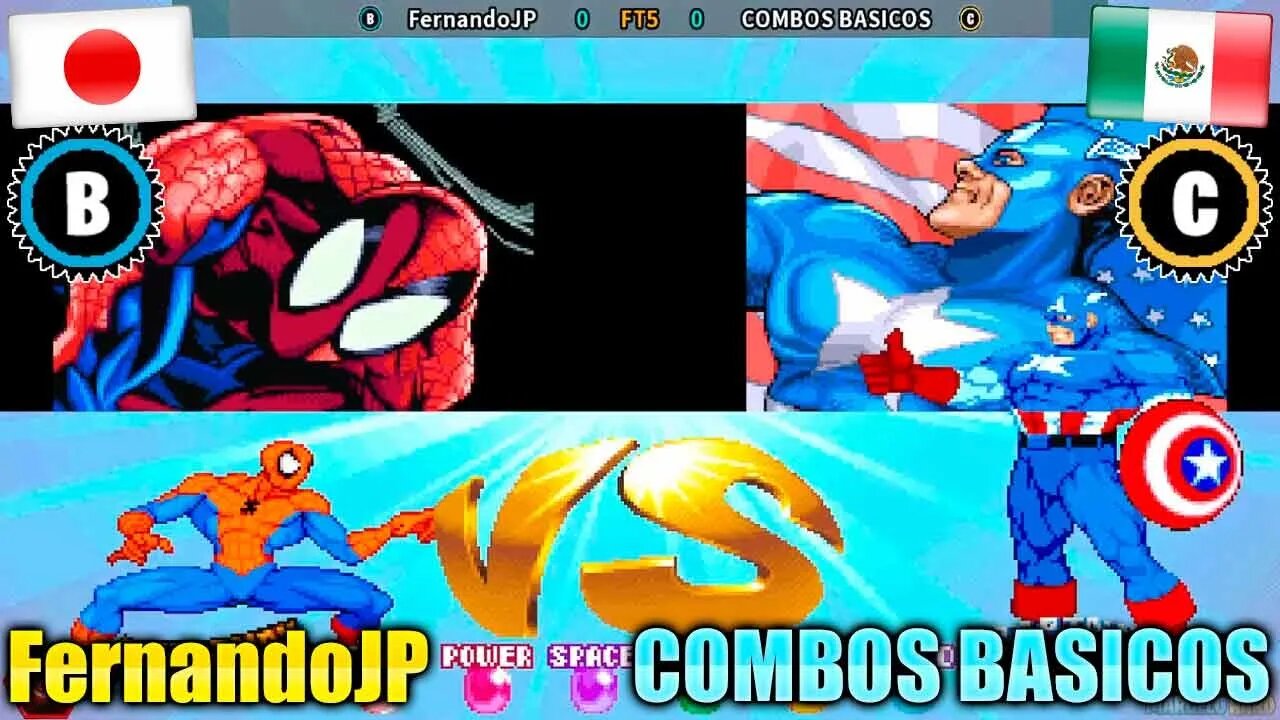 Marvel Super Heroes (FernandoJP Vs. COMBOS BASICOS) [Japan Vs. Mexico]