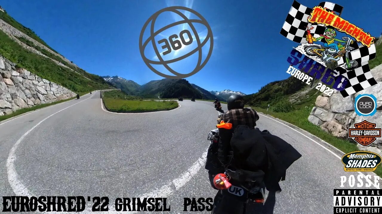 VR 360 Video of riding a Harley Davidson Fatbob in the ALPS | Grimsel to Furka Pass | Euroshred 2022