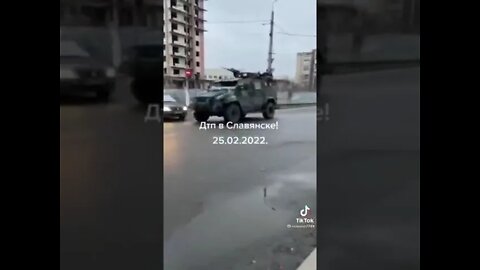 Ukrainian Armored Vehicle Takes Out A Civilian Car😂