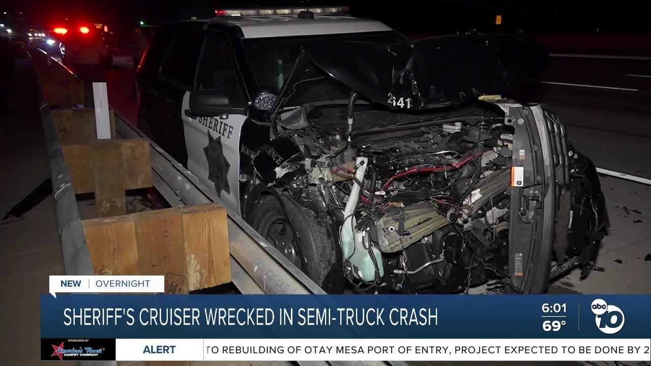 Sheriff's SUV involved in wreck with semi-truck