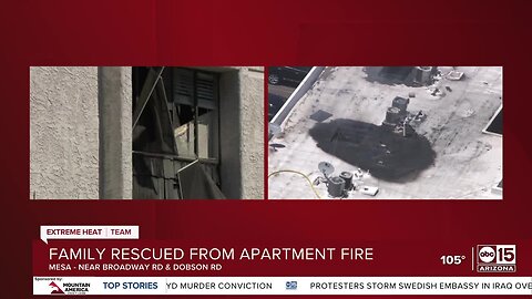 Three people rescued from third-alarm apartment fire in Mesa