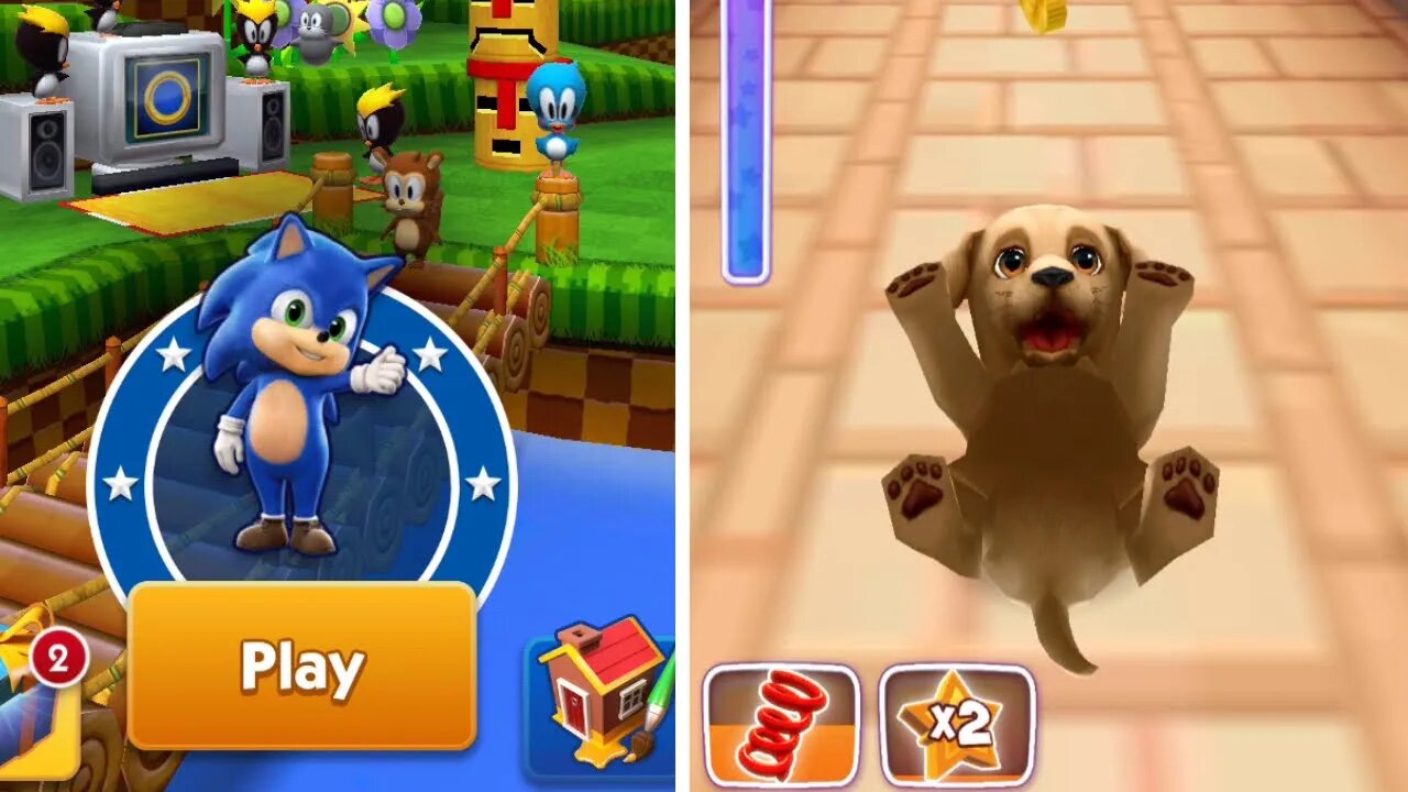 Sonic Dash VS Pet Run Puppy Dog I Movie Sonic VS Puppy Dog