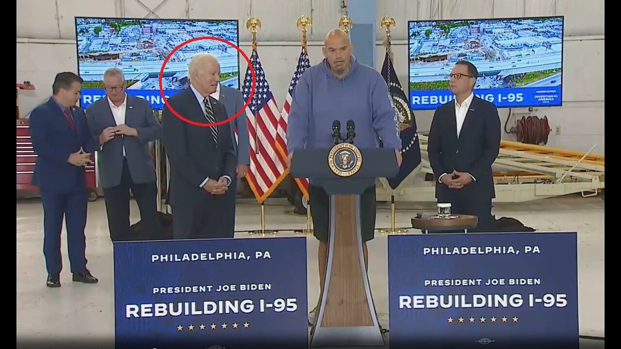Democrat Sen. John Fetterman speaks with Biden in Philadelphia