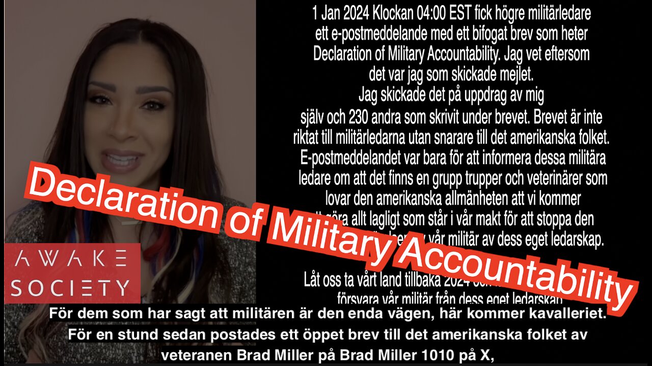 Declaration of Military Accountability Jan 1, 2024 NU händer det!!! Svensktextat, dela