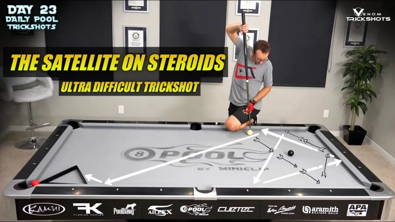 DAILY Pool Trick Shot - DAY 23 - The Satellite On Steroids (ULTRA DIFFICULT!!!) - Venom Trickshots