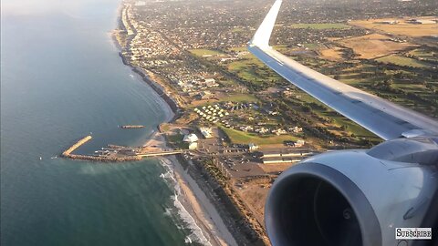 [Engine view] Qantas B737-800 sunrise takeoff from Adelaide Airport (ADL)