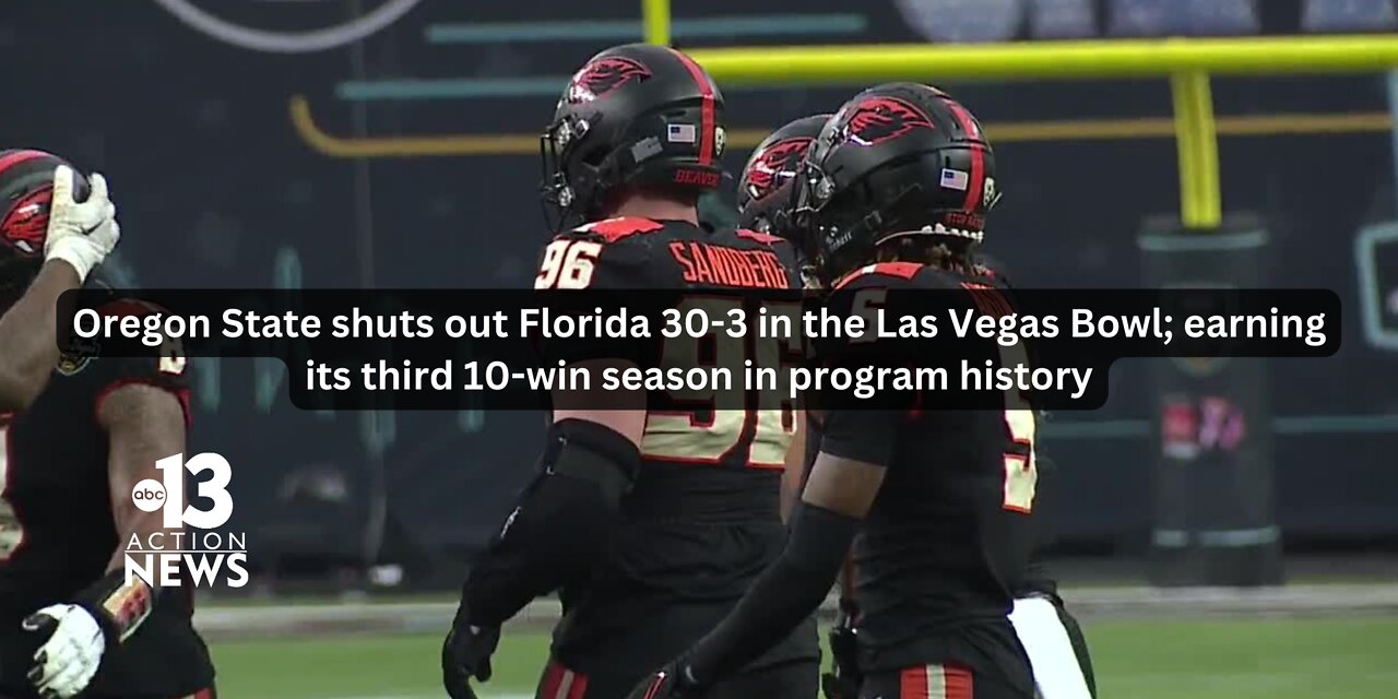 Oregon State shuts out Florida 30-3 in the Las Vegas Bowl; earning its third 10-win season in program history