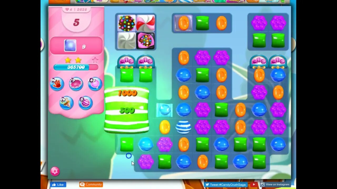 Candy Crush Level 2628 Talkthrough, 28 Moves 0 Boosters