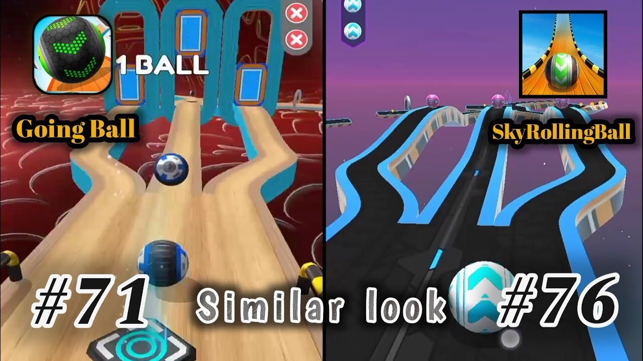 Going Balls vs Sky Rolling Ball - level 71 vs 76 Gameplay (Android, iOS)