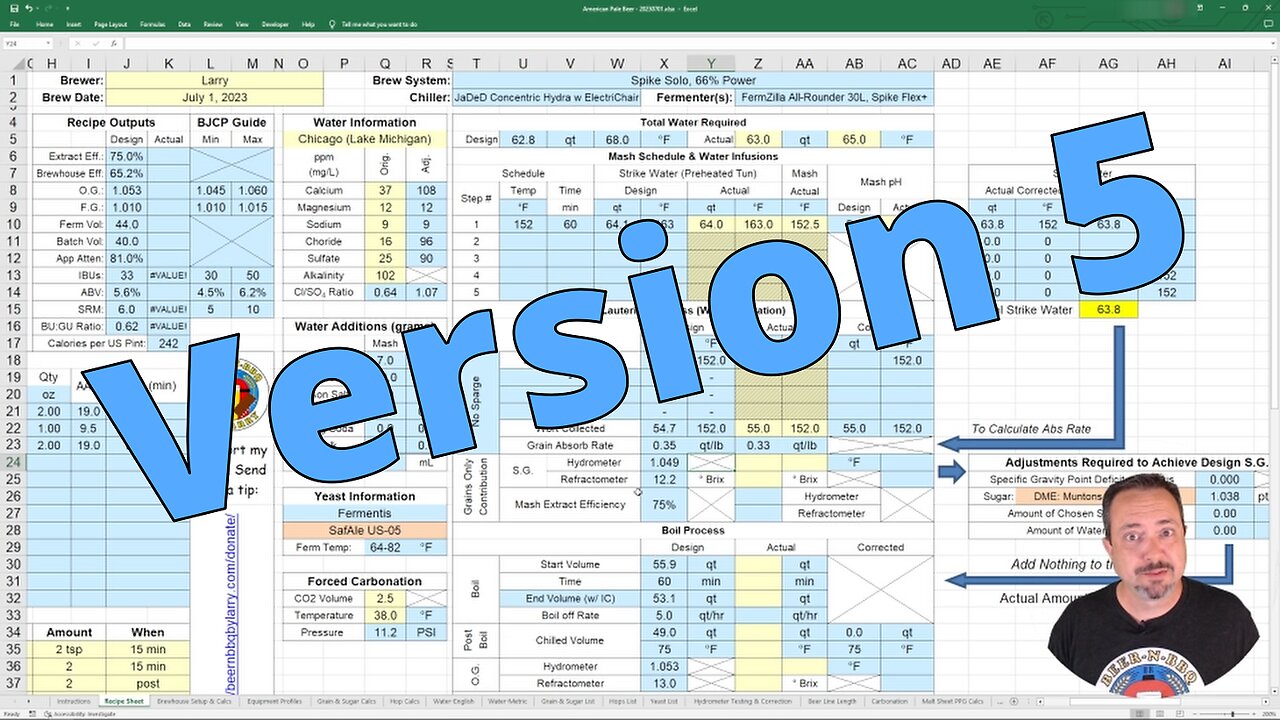 Brewing Spreadsheet Version 5: Overview, Deep Dive, & Recipe Design Example