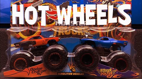Dodge Charger R/T Vs. Rodger Dodger - HOT WHEELS MONSTER TRUCKS DEMOLITION DOUBLES!!!