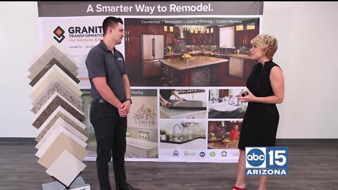 Jared Williams of Granite Transformations of Greater Phoenix demonstrates the quality kitchen or bath upgrade they offer