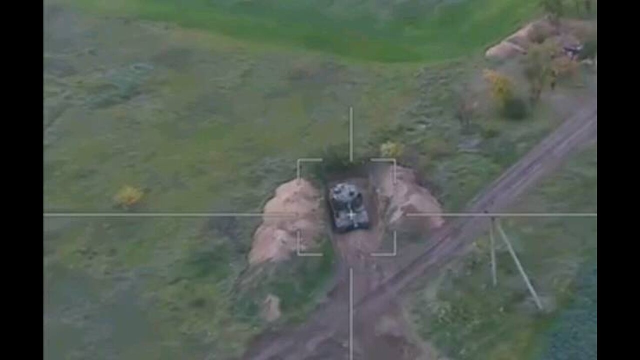 Ukrainian tank hit by Kamikaze Drone.