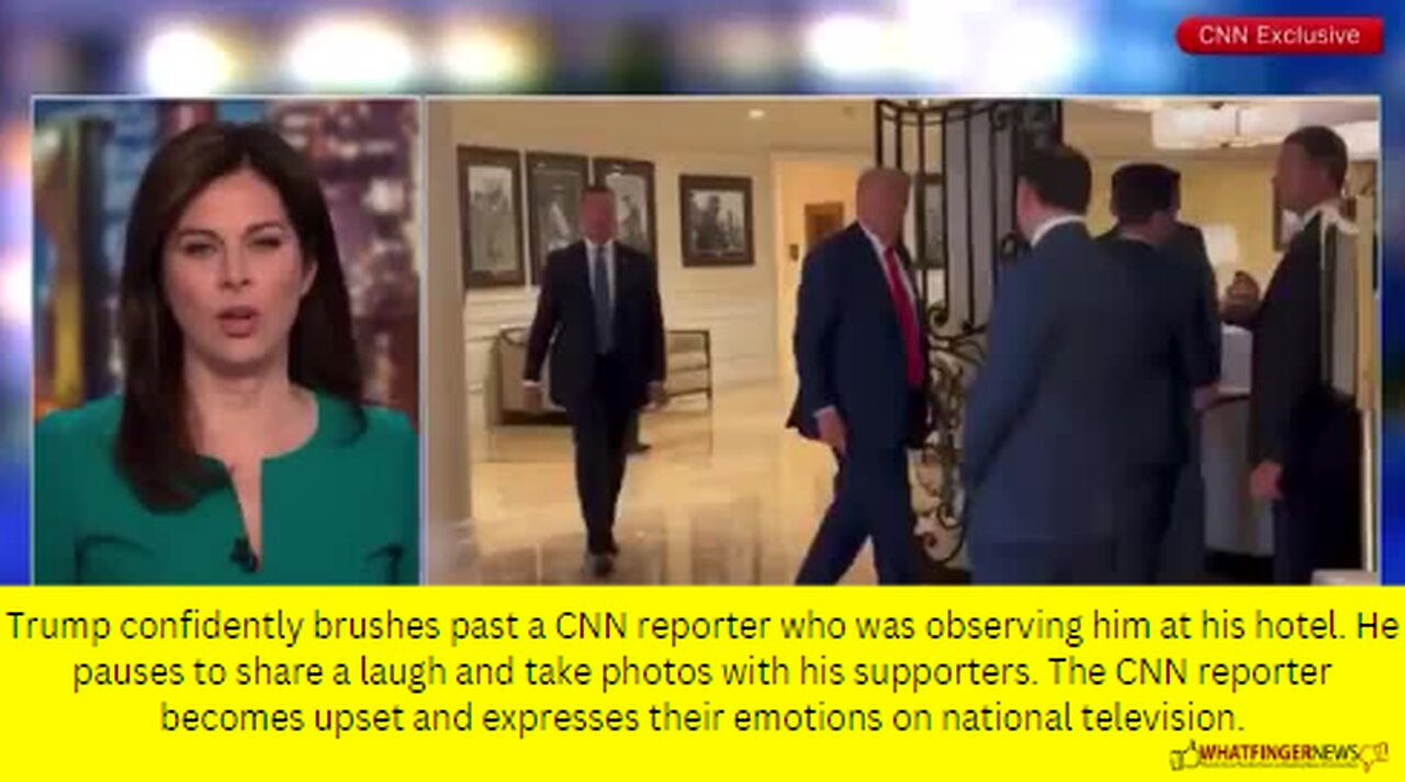 Trump confidently brushes past a CNN reporter who was observing him at his hotel.