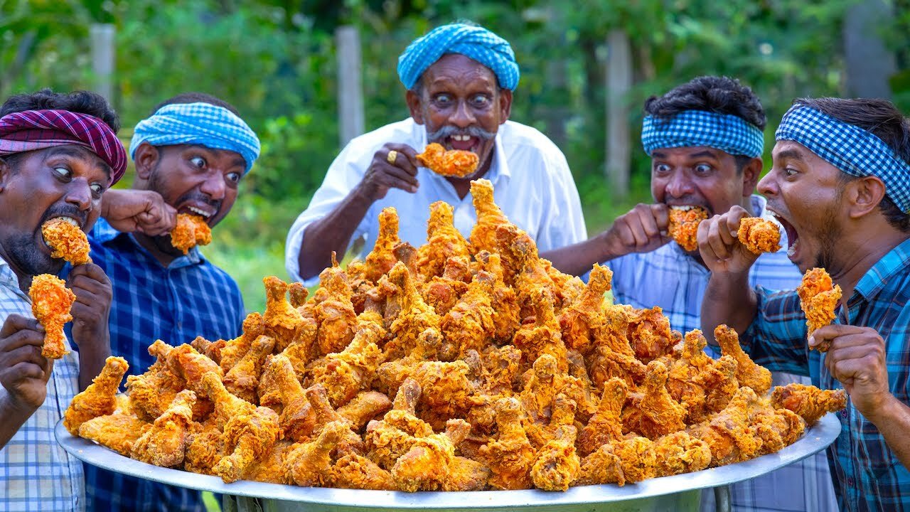 FRIED CHICKEN LEGS | 500 Crispy Chicken Leg Fry Recipe Cooking in Village