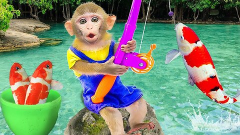 Adorable Baby Monkey Kiki's Fun Day Fishing on a Boat