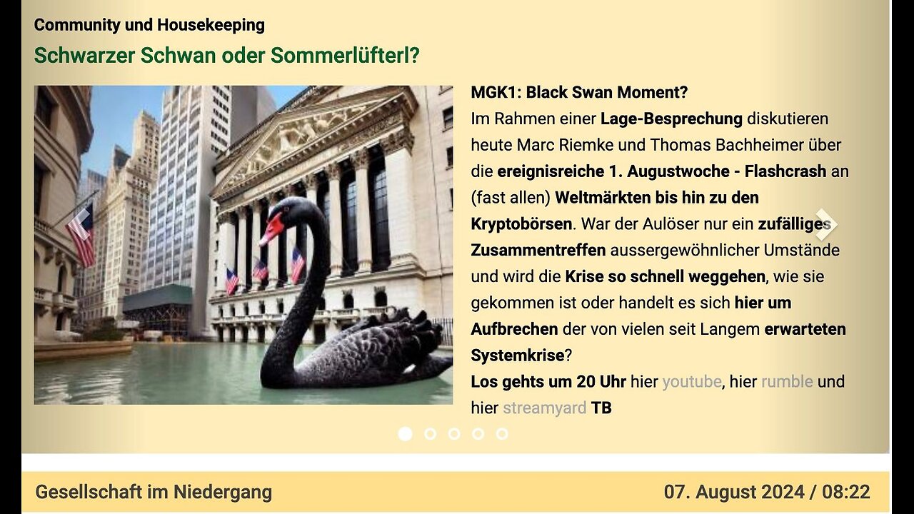 BLACK SWAN-Moment August 24. Ist der große Moment da? 07.08.24