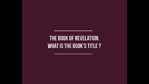 REVELATION: What is the book's title?