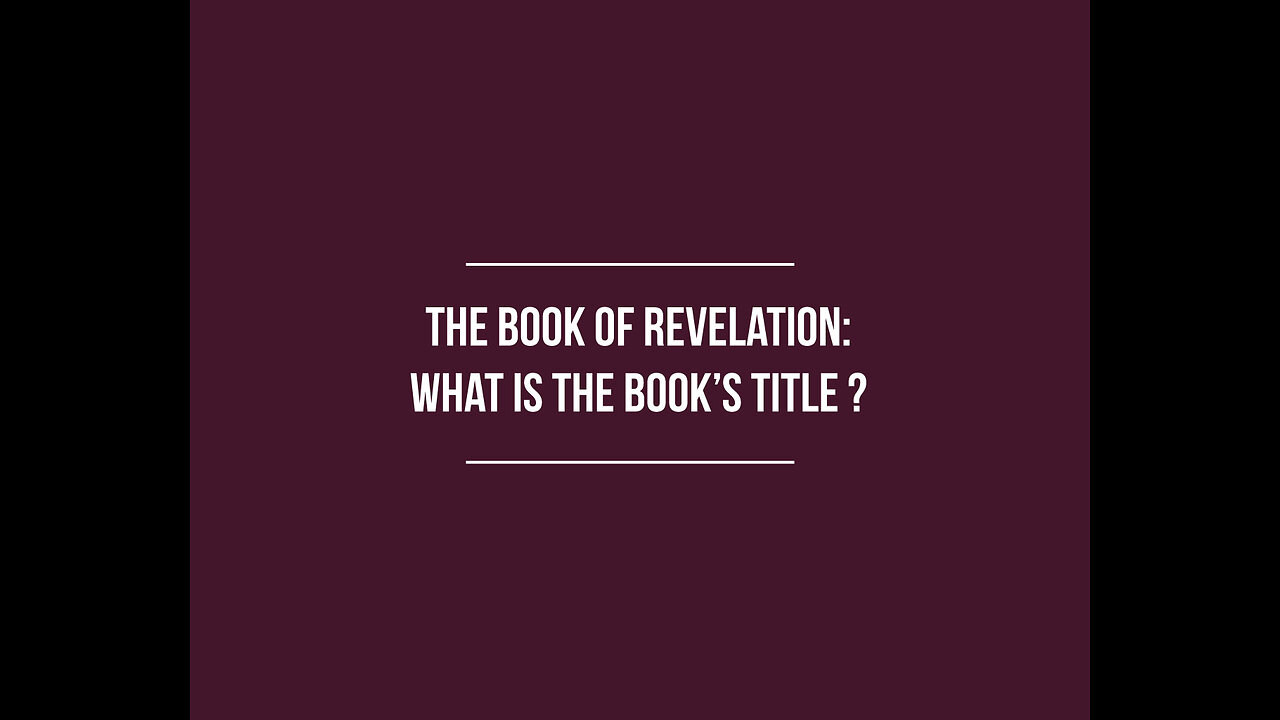 REVELATION: What is the book's title?