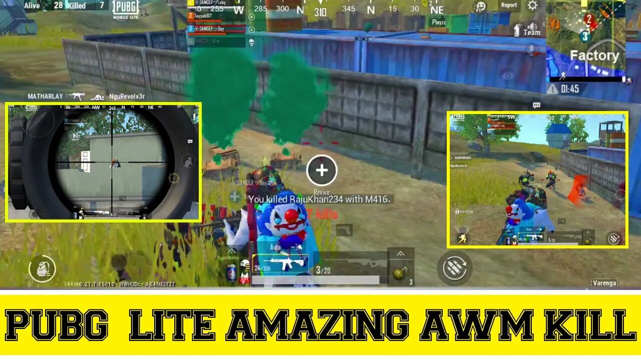 PUBG MOBLE LITE FULL ACTION GAMEPLAY WITH Amazing AWM Kill