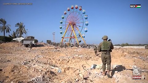 Israeli soldiers discover an underground tunnel shaft near an amusement park in northern Gaza