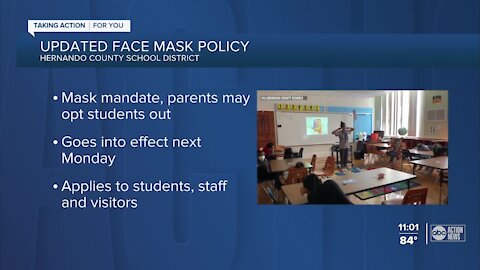 Hernando County School Board implements mask mandate in schools with opt-out option for parents