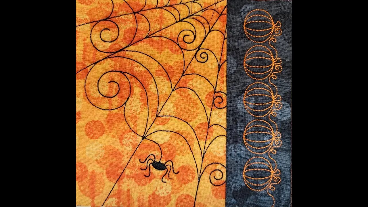 DBJJ Halloween Placemat - Spider Web Block, Easy Embroidery Only and Super Cute!