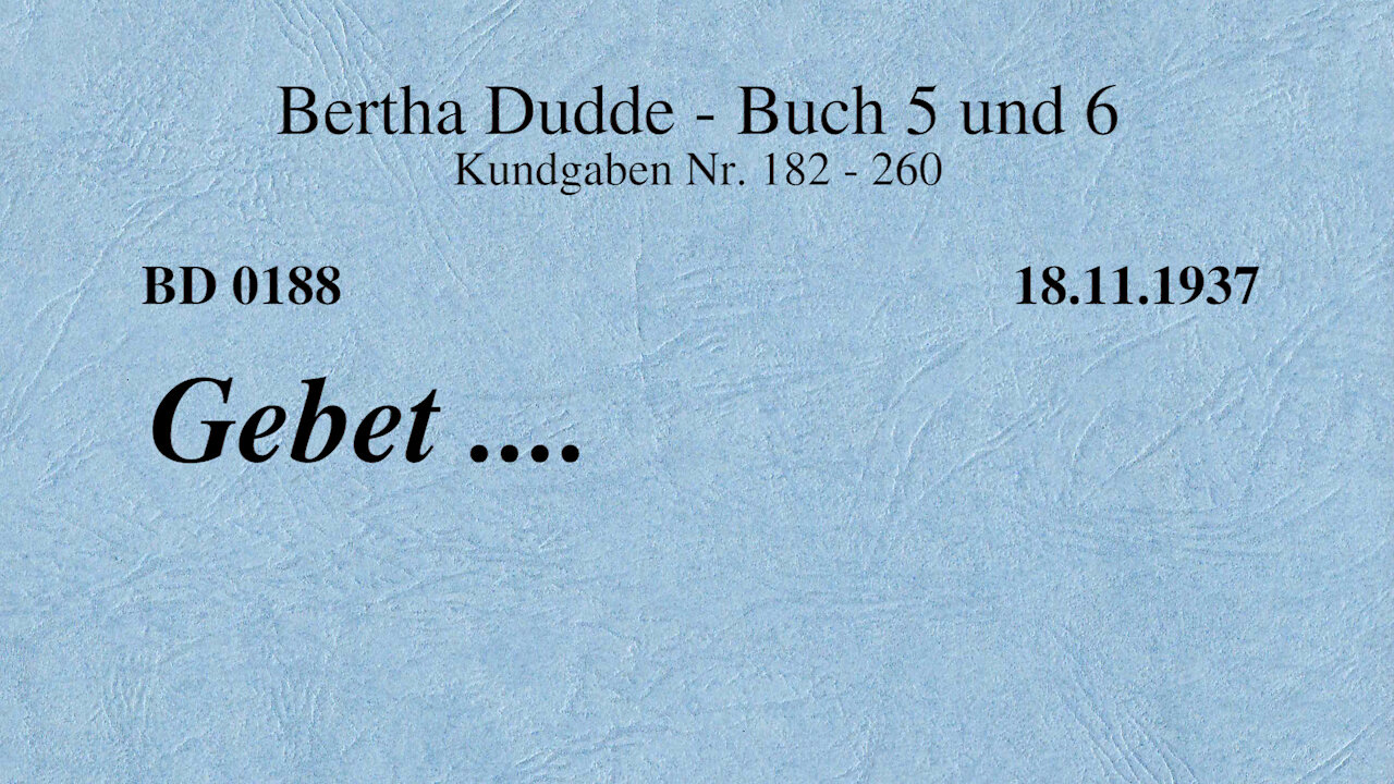 BD 0188 - GEBET ....