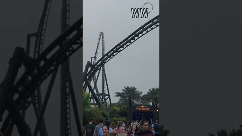 Jurassic Park Velocicoaster from the bypass bridge at Universal's Islands of Adventure! #shorts